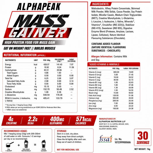 ALPHAPEAK Premium Mass Gainer