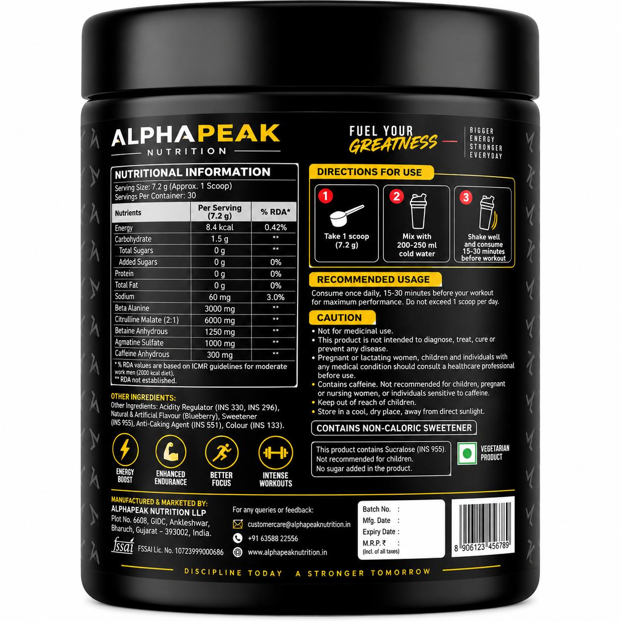 Alphapeak Pre-Workout 216g