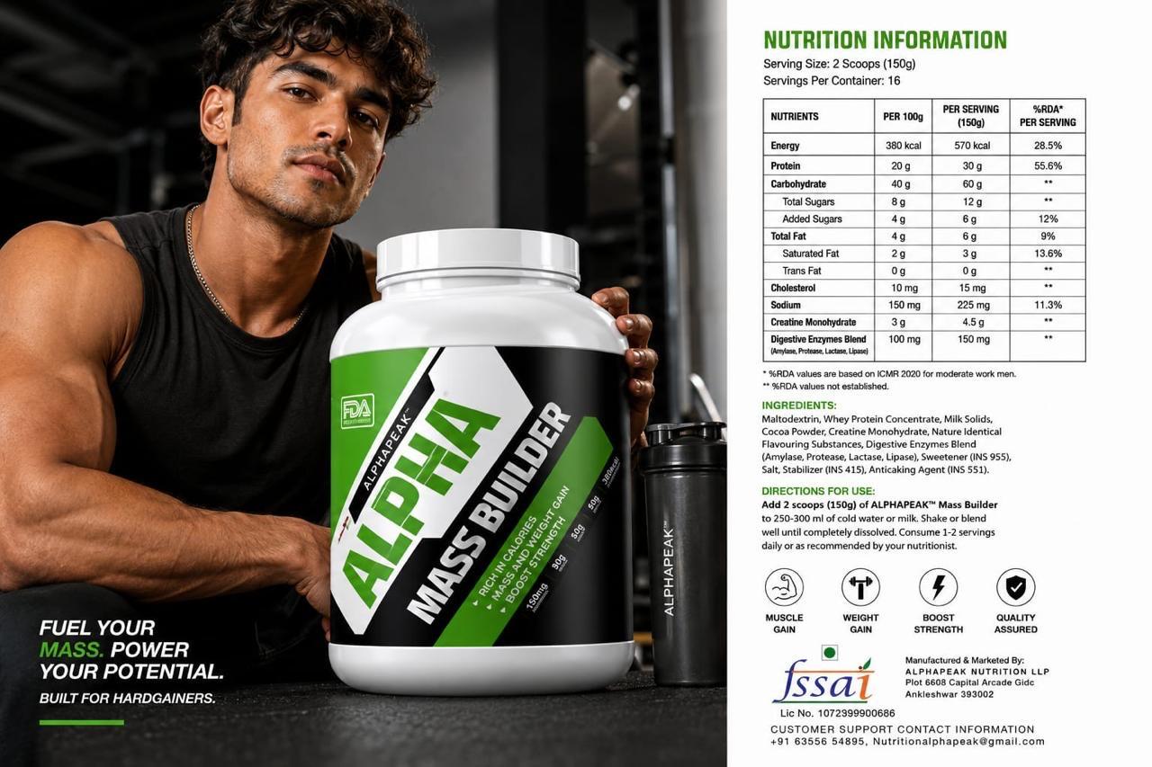 ALPHAPEAK Mass Builder | Weight Gainer | Chocolate